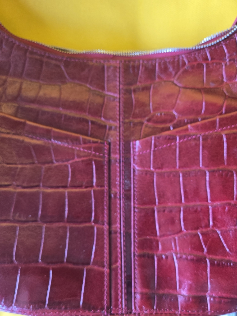Brighton Croc-Embossed Shoulder Bag in Deep Wine - Picture 4 of 12